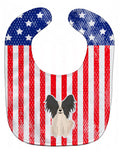 Patriotic USA Papillon Black White Baby Bib Easy-Clean Baby Bib Baby Feeding Accessory Baby Mealtime Essential, 10 x 13, Multicolor