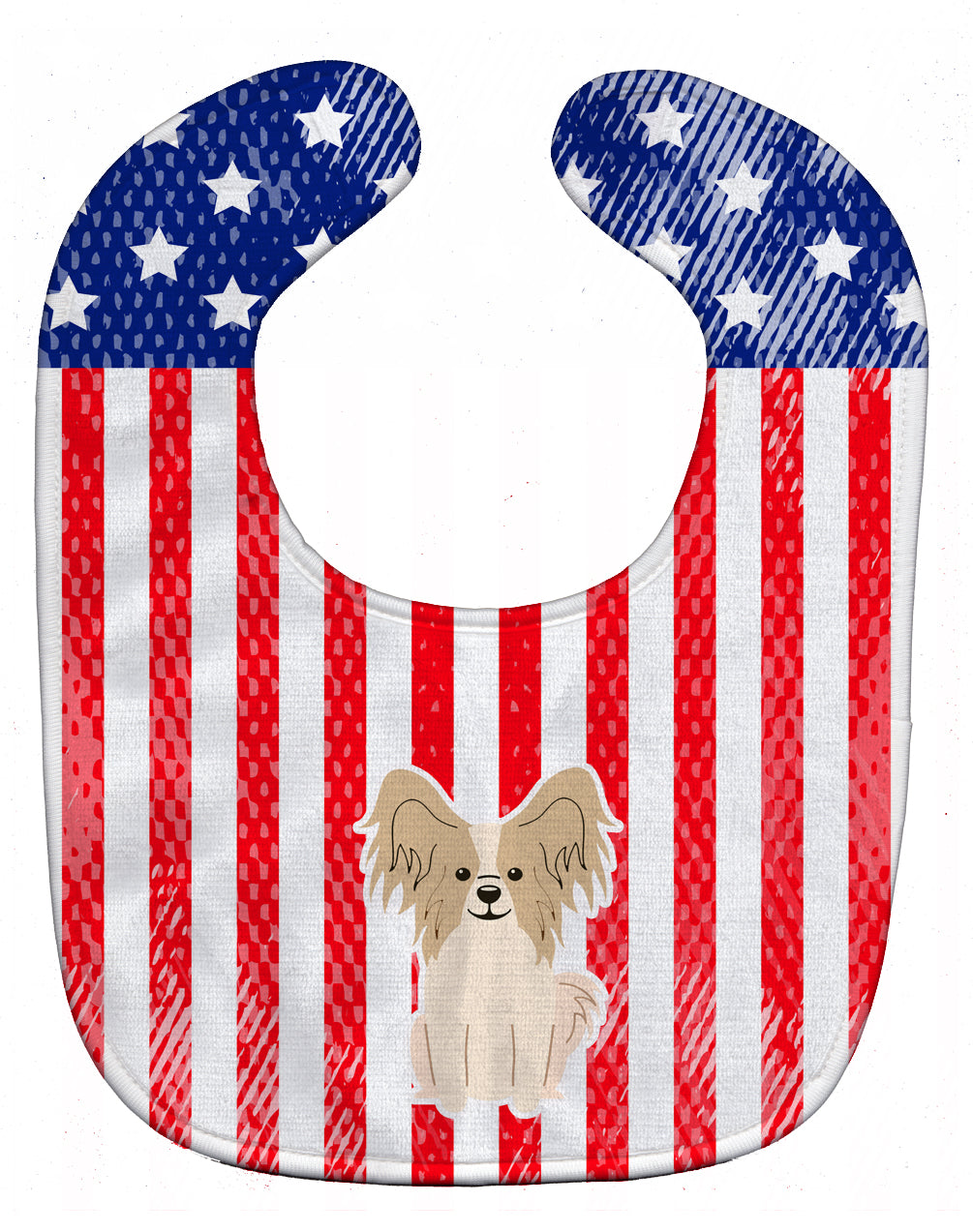 Patriotic USA Papillon Sable White Baby Bib Easy-Clean Baby Bib Baby Feeding Accessory Baby Mealtime Essential, 10 x 13, Multicolor
