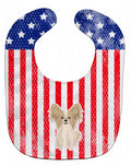 Patriotic USA Papillon Sable White Baby Bib Easy-Clean Baby Bib Baby Feeding Accessory Baby Mealtime Essential, 10 x 13, Multicolor