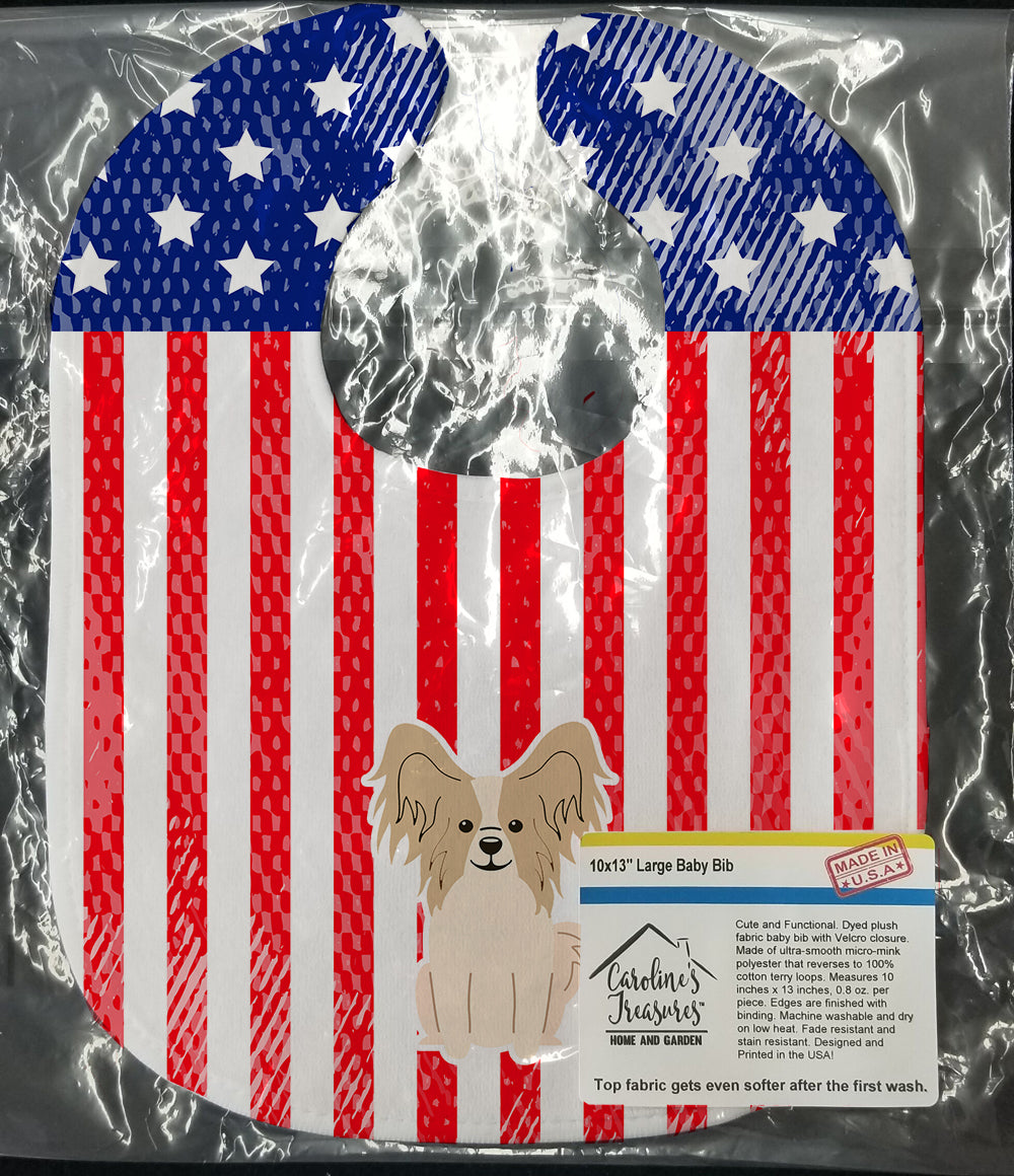 Patriotic USA Papillon Sable White Baby Bib Easy-Clean Baby Bib Baby Feeding Accessory Baby Mealtime Essential, 10 x 13, Multicolor