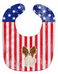 Patriotic USA Papillon Red White Baby Bib Easy-Clean Baby Bib Baby Feeding Accessory Baby Mealtime Essential, 10 x 13, Multicolor