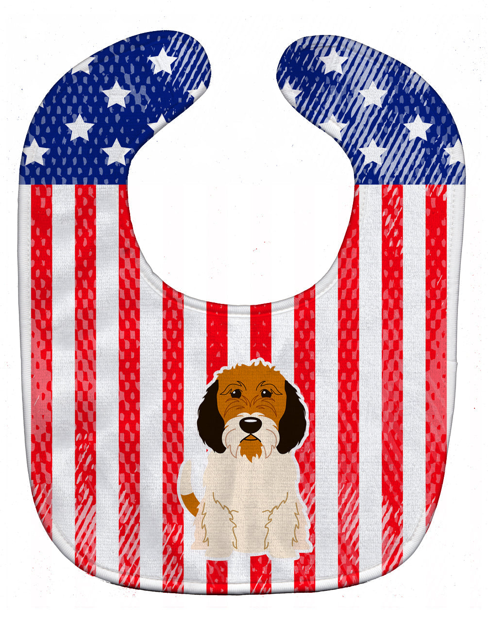 Patriotic USA Petit Basset Griffon Veenden Baby Bib Easy-Clean Baby Bib Baby Feeding Accessory Baby Mealtime Essential, 10 x 13, Multicolor