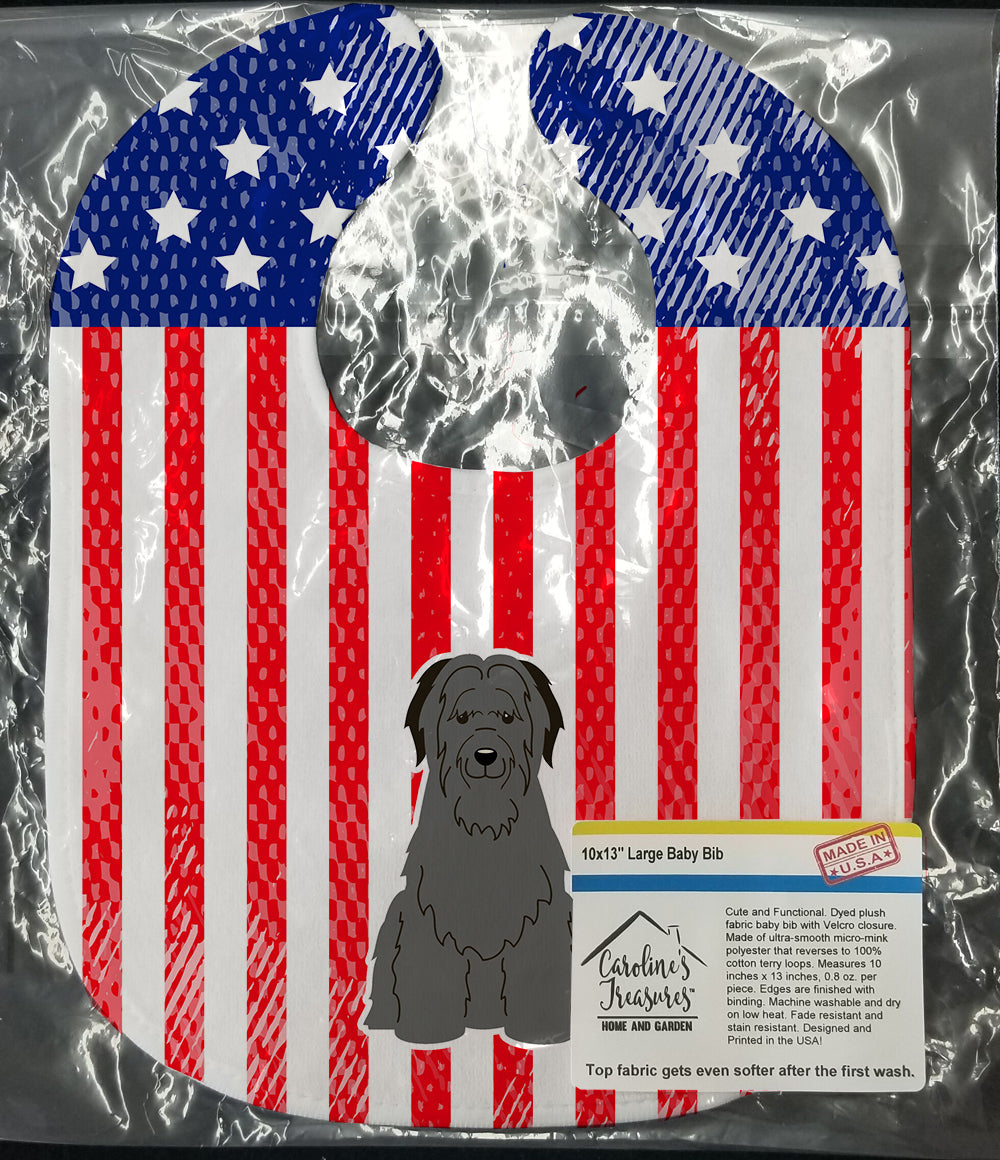 Patriotic USA Briard Black Baby Bib Easy-Clean Baby Bib Baby Feeding Accessory Baby Mealtime Essential, 10 x 13, Multicolor