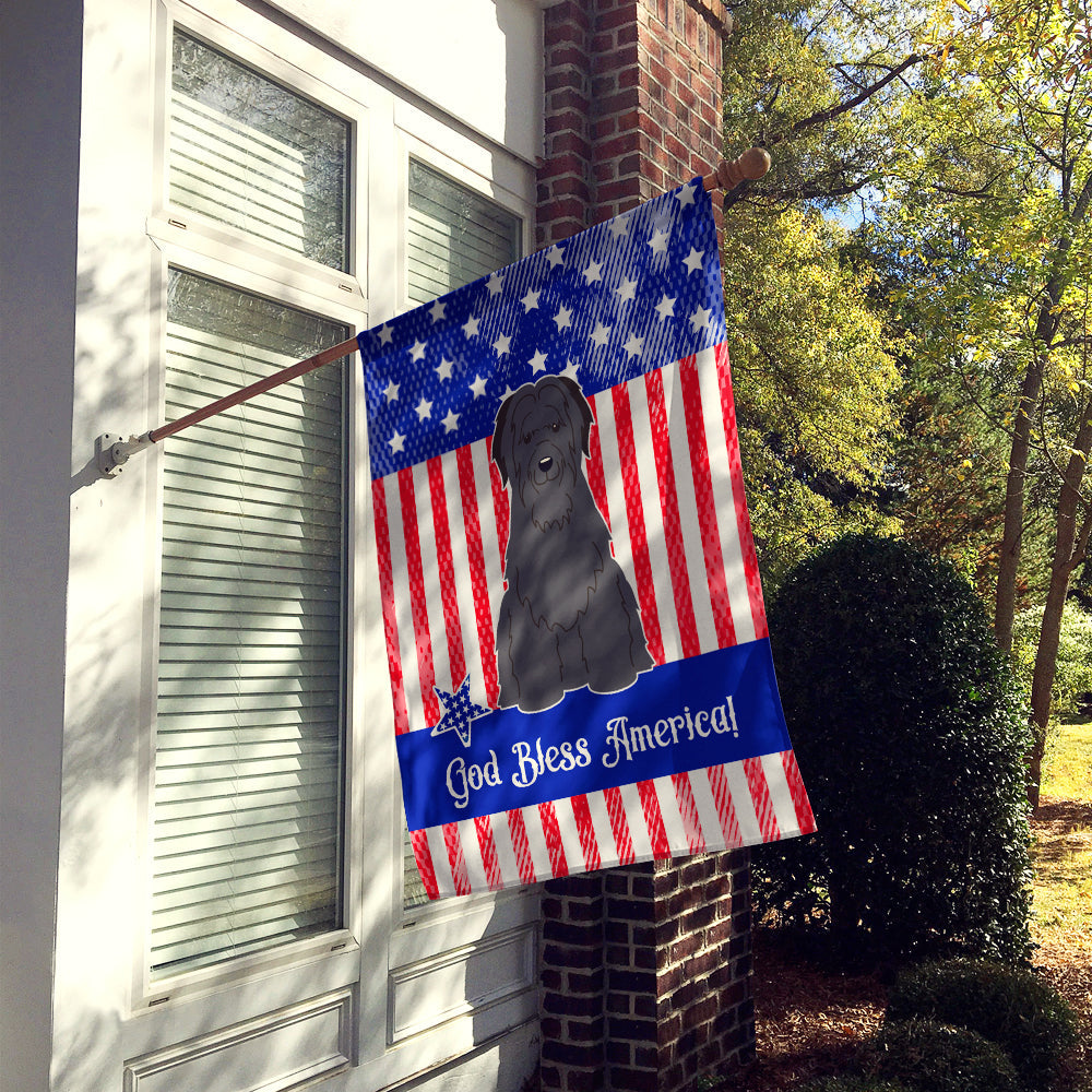 Patriotic USA Briard Black House Flag 28x40 Porch Sleeve Pole Decorative Outside Yard Banner Artwork Wall Hanging, Polyester