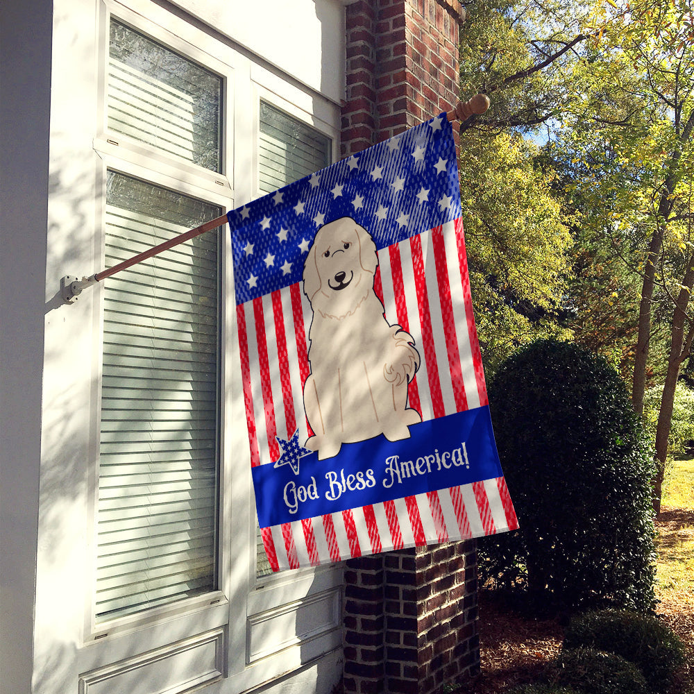 Patriotic USA Great Pyrenese House Flag 28x40 Porch Sleeve Pole Decorative Outside Yard Banner Artwork Wall Hanging, Polyester