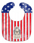 Patriotic USA Shih Tzu Silver White Baby Bib Easy-Clean Baby Bib Baby Feeding Accessory Baby Mealtime Essential, 10 x 13, Multicolor