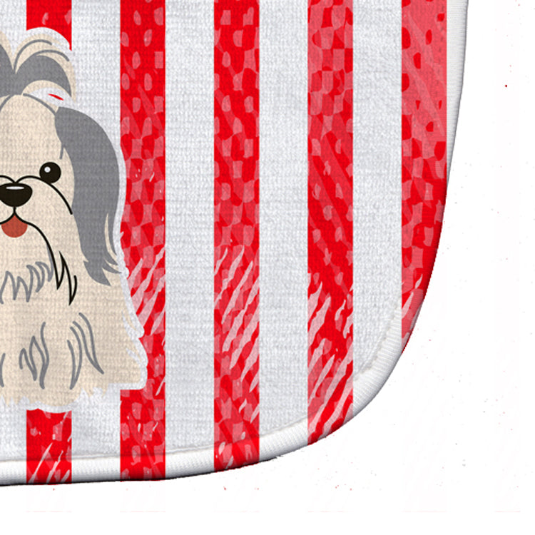 Patriotic USA Shih Tzu Silver White Baby Bib Easy-Clean Baby Bib Baby Feeding Accessory Baby Mealtime Essential, 10 x 13, Multicolor