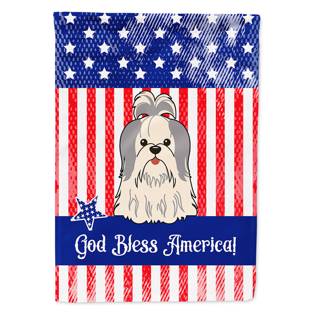 Patriotic USA Shih Tzu Silver White House Flag 28x40 Porch Sleeve Pole Decorative Outside Yard Banner Artwork Wall Hanging, Polyester