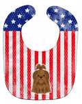 Patriotic USA Shih Tzu Silver Chocolate Baby Bib Easy-Clean Baby Bib Baby Feeding Accessory Baby Mealtime Essential, 10 x 13, Multicolor