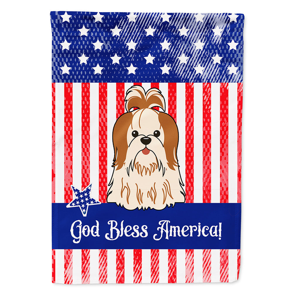 Patriotic USA Shih Tzu Red White House Flag 28x40 Porch Sleeve Pole Decorative Outside Yard Banner Artwork Wall Hanging, Polyester