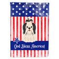 Patriotic USA Shih Tzu Black White House Flag 28x40 Porch Sleeve Pole Decorative Outside Yard Banner Artwork Wall Hanging, Polyester
