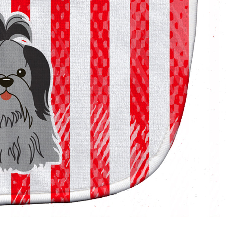 Patriotic USA Shih Tzu Black Silver Baby Bib Easy-Clean Baby Bib Baby Feeding Accessory Baby Mealtime Essential, 10 x 13, Multicolor