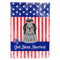 Patriotic USA Shih Tzu Black Silver House Flag 28x40 Porch Sleeve Pole Decorative Outside Yard Banner Artwork Wall Hanging, Polyester