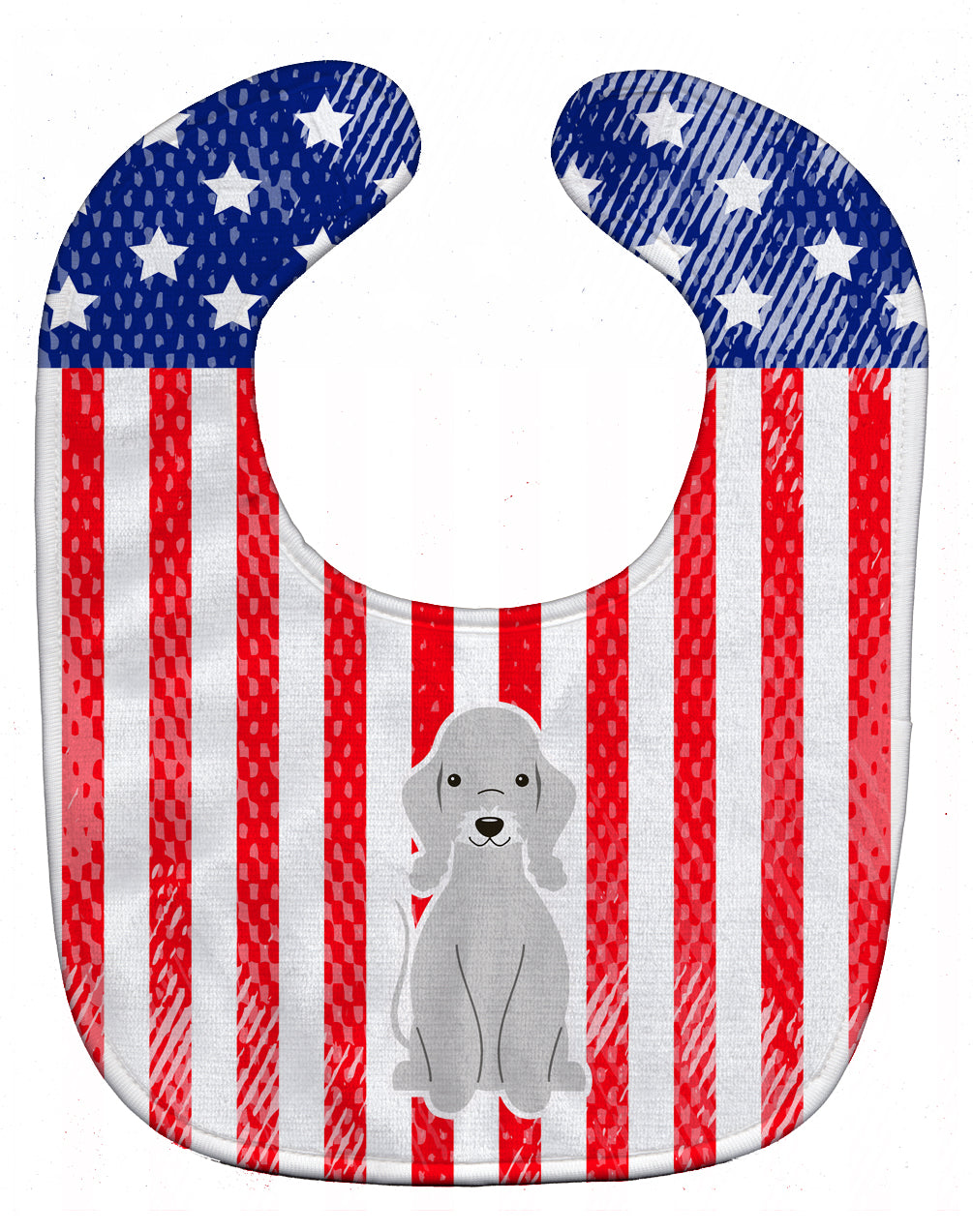 Patriotic USA Bedlington Terrier Blue Baby Bib Easy-Clean Baby Bib Baby Feeding Accessory Baby Mealtime Essential, 10 x 13, Multicolor