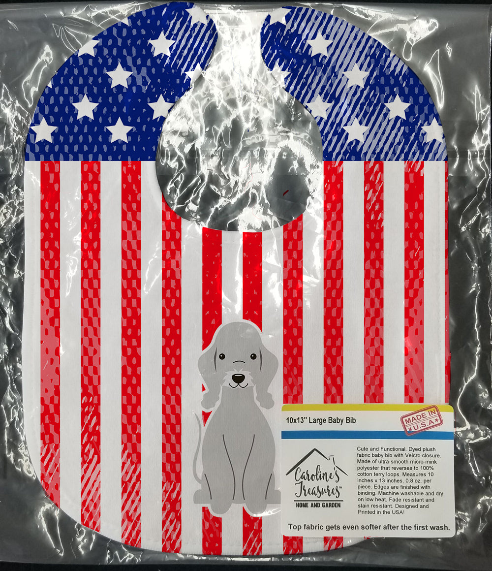 Patriotic USA Bedlington Terrier Blue Baby Bib Easy-Clean Baby Bib Baby Feeding Accessory Baby Mealtime Essential, 10 x 13, Multicolor