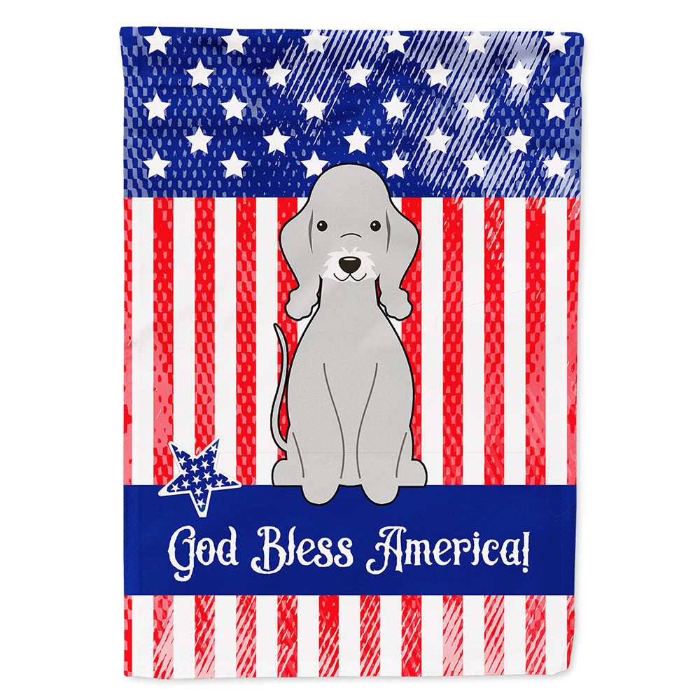 Patriotic USA Bedlington Terrier Blue House Flag 28x40 Porch Sleeve Pole Decorative Outside Yard Banner Artwork Wall Hanging, Polyester