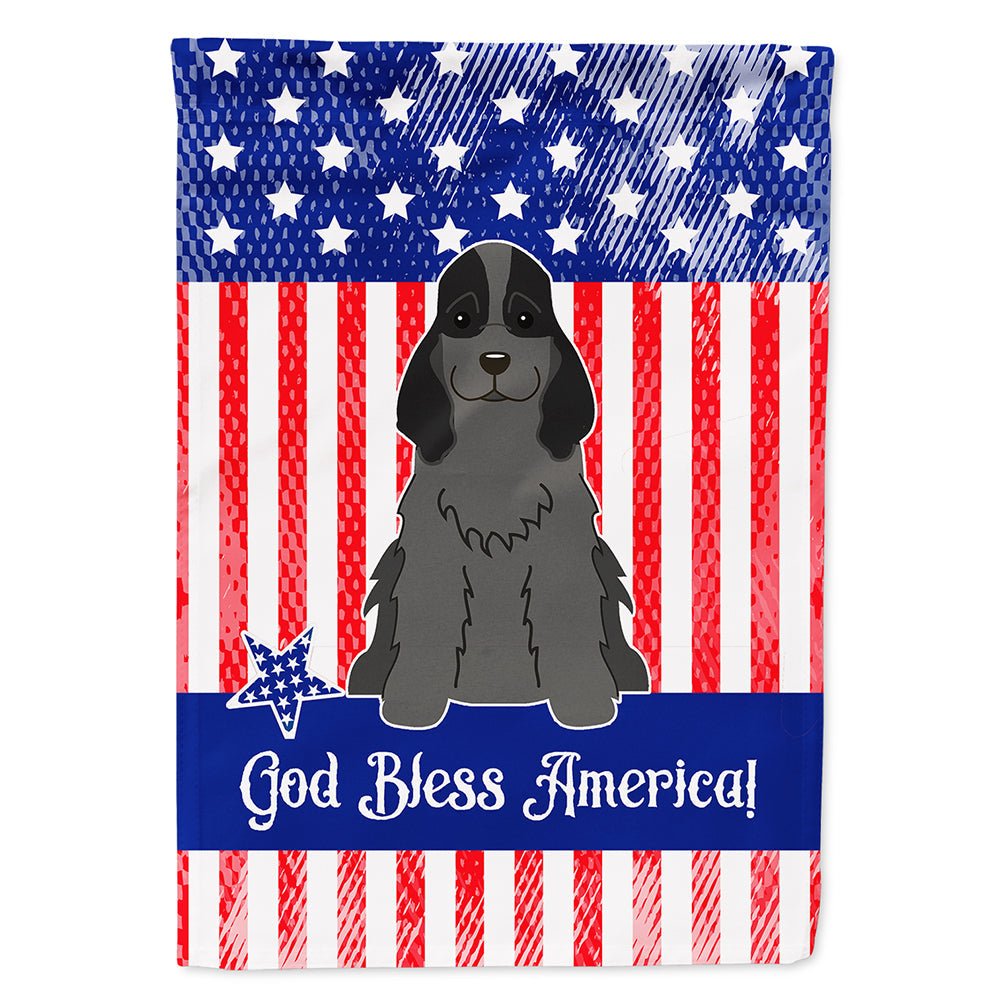 Patriotic USA Cocker Spaniel Black House Flag 28x40 Porch Sleeve Pole Decorative Outside Yard Banner Artwork Wall Hanging, Polyester