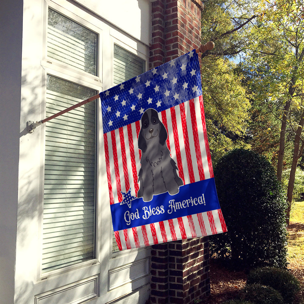Patriotic USA Cocker Spaniel Black House Flag 28x40 Porch Sleeve Pole Decorative Outside Yard Banner Artwork Wall Hanging, Polyester