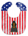 Patriotic USA Cocker Spaniel Black Tan Baby Bib Easy-Clean Baby Bib Baby Feeding Accessory Baby Mealtime Essential, 10 x 13, Multicolor