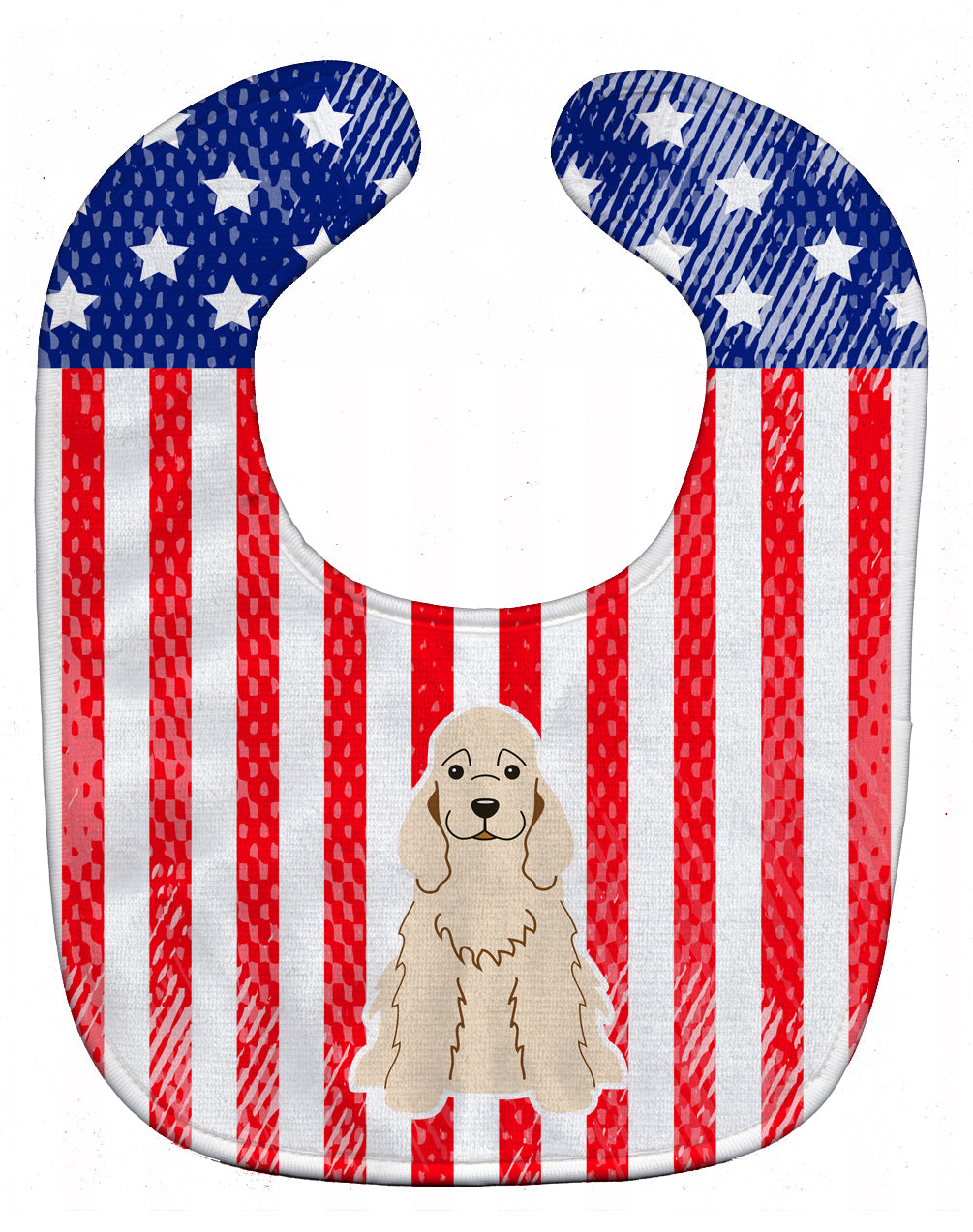 Patriotic USA Cocker Spaniel Buff Baby Bib Easy-Clean Baby Bib Baby Feeding Accessory Baby Mealtime Essential, 10 x 13, Multicolor