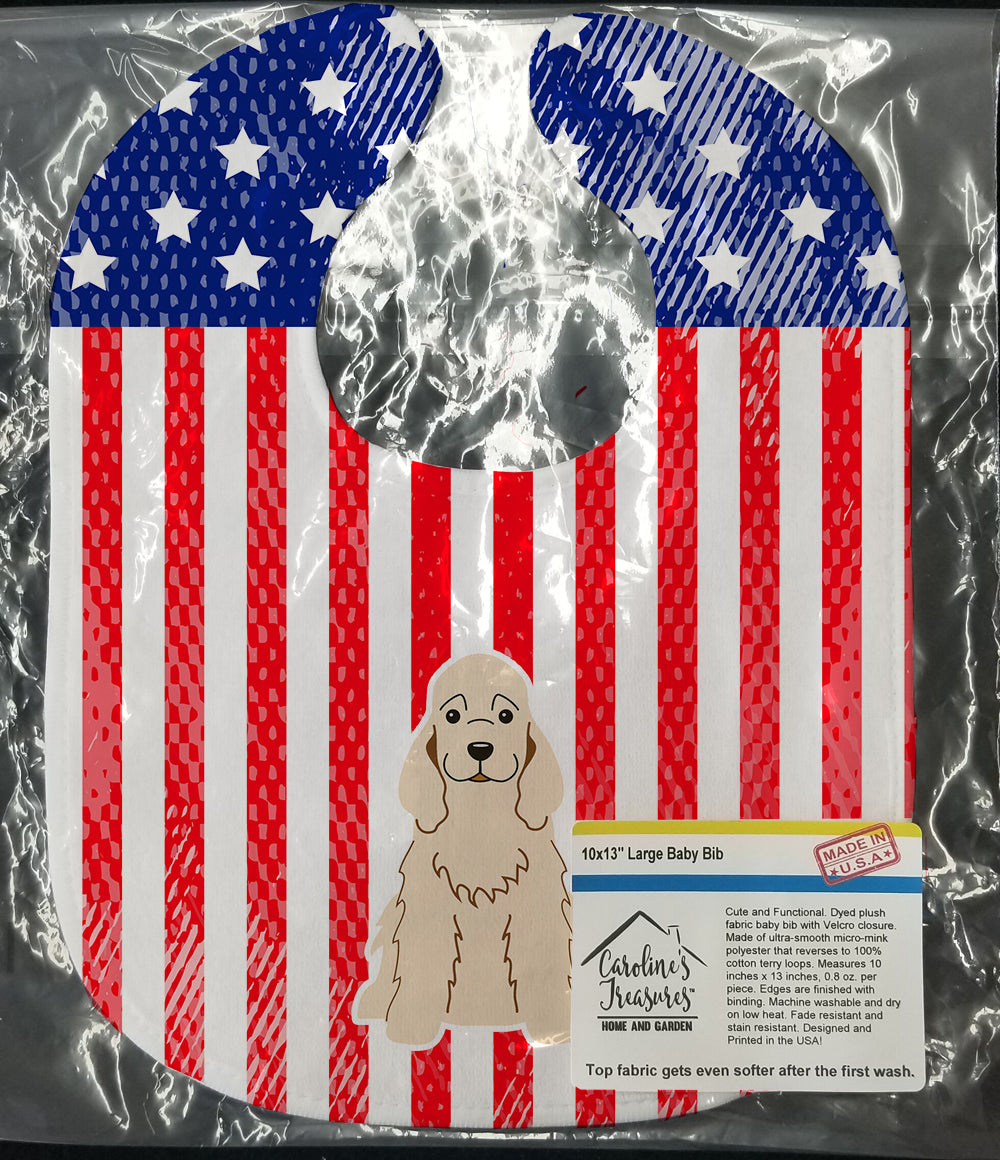 Patriotic USA Cocker Spaniel Buff Baby Bib Easy-Clean Baby Bib Baby Feeding Accessory Baby Mealtime Essential, 10 x 13, Multicolor