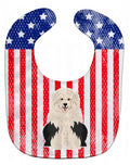 Patriotic USA Old English Sheepdog Baby Bib Easy-Clean Baby Bib Baby Feeding Accessory Baby Mealtime Essential, 10 x 13, Multicolor