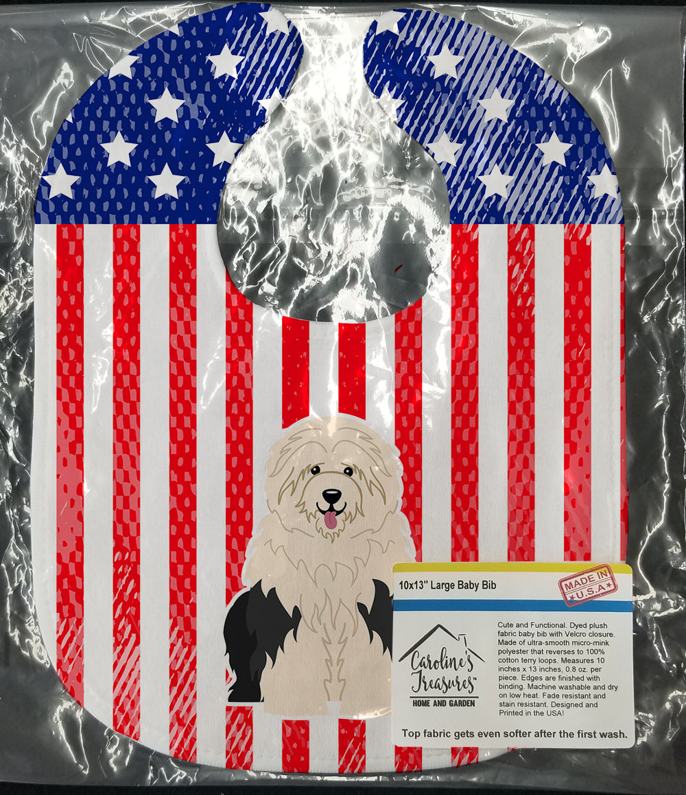 Patriotic USA Old English Sheepdog Baby Bib Easy-Clean Baby Bib Baby Feeding Accessory Baby Mealtime Essential, 10 x 13, Multicolor