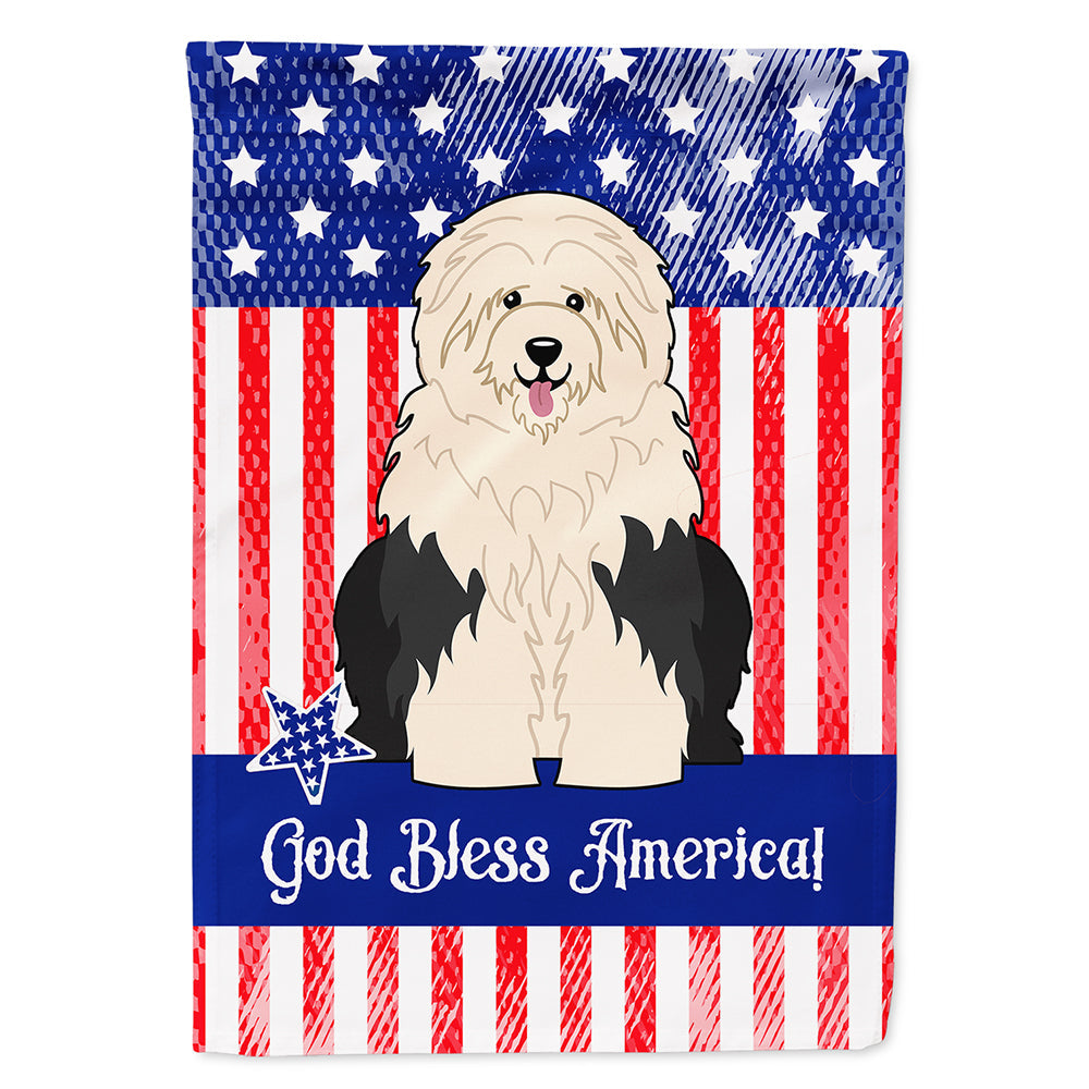 Patriotic USA Old English Sheepdog House Flag 28x40 Porch Sleeve Pole Decorative Outside Yard Banner Artwork Wall Hanging, Polyester