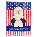Patriotic USA Old English Sheepdog House Flag 28x40 Porch Sleeve Pole Decorative Outside Yard Banner Artwork Wall Hanging, Polyester