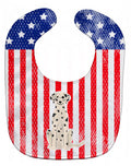 Patriotic USA Dalmatian Baby Bib Easy-Clean Baby Bib Baby Feeding Accessory Baby Mealtime Essential, 10 x 13, Multicolor