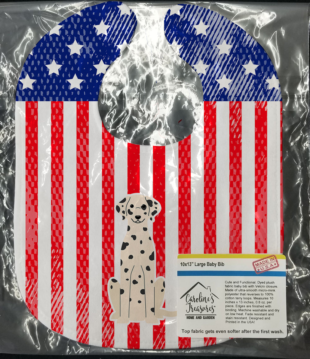 Patriotic USA Dalmatian Baby Bib Easy-Clean Baby Bib Baby Feeding Accessory Baby Mealtime Essential, 10 x 13, Multicolor