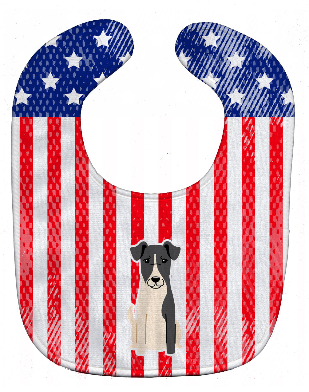 Patriotic USA Smooth Fox Terrier Baby Bib Easy-Clean Baby Bib Baby Feeding Accessory Baby Mealtime Essential, 10 x 13, Multicolor