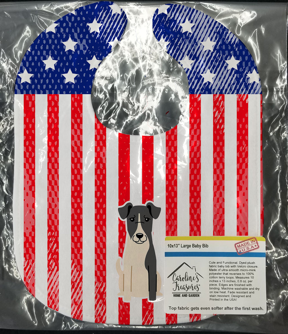 Patriotic USA Smooth Fox Terrier Baby Bib Easy-Clean Baby Bib Baby Feeding Accessory Baby Mealtime Essential, 10 x 13, Multicolor