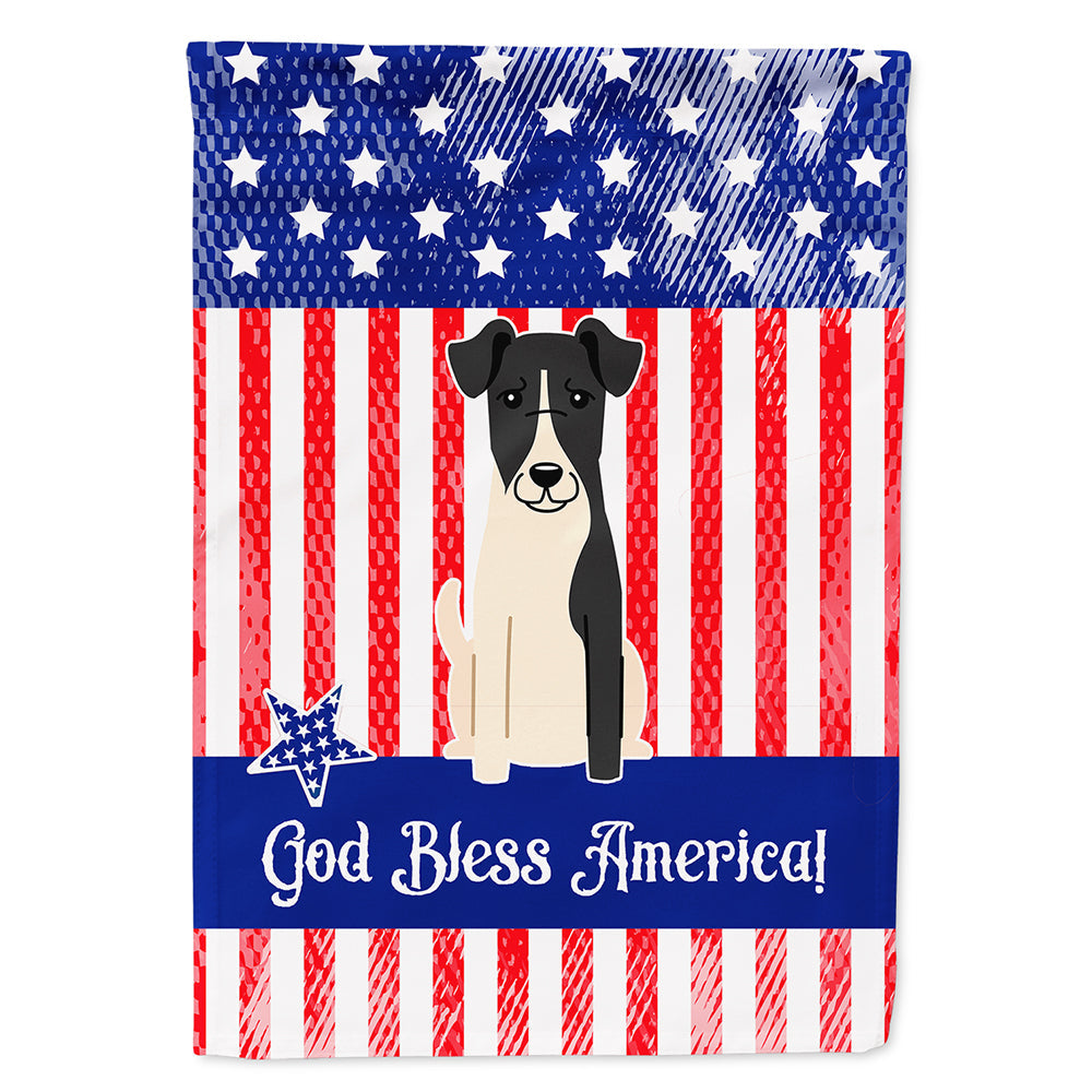 Patriotic USA Smooth Fox Terrier House Flag 28x40 Porch Sleeve Pole Decorative Outside Yard Banner Artwork Wall Hanging, Polyester
