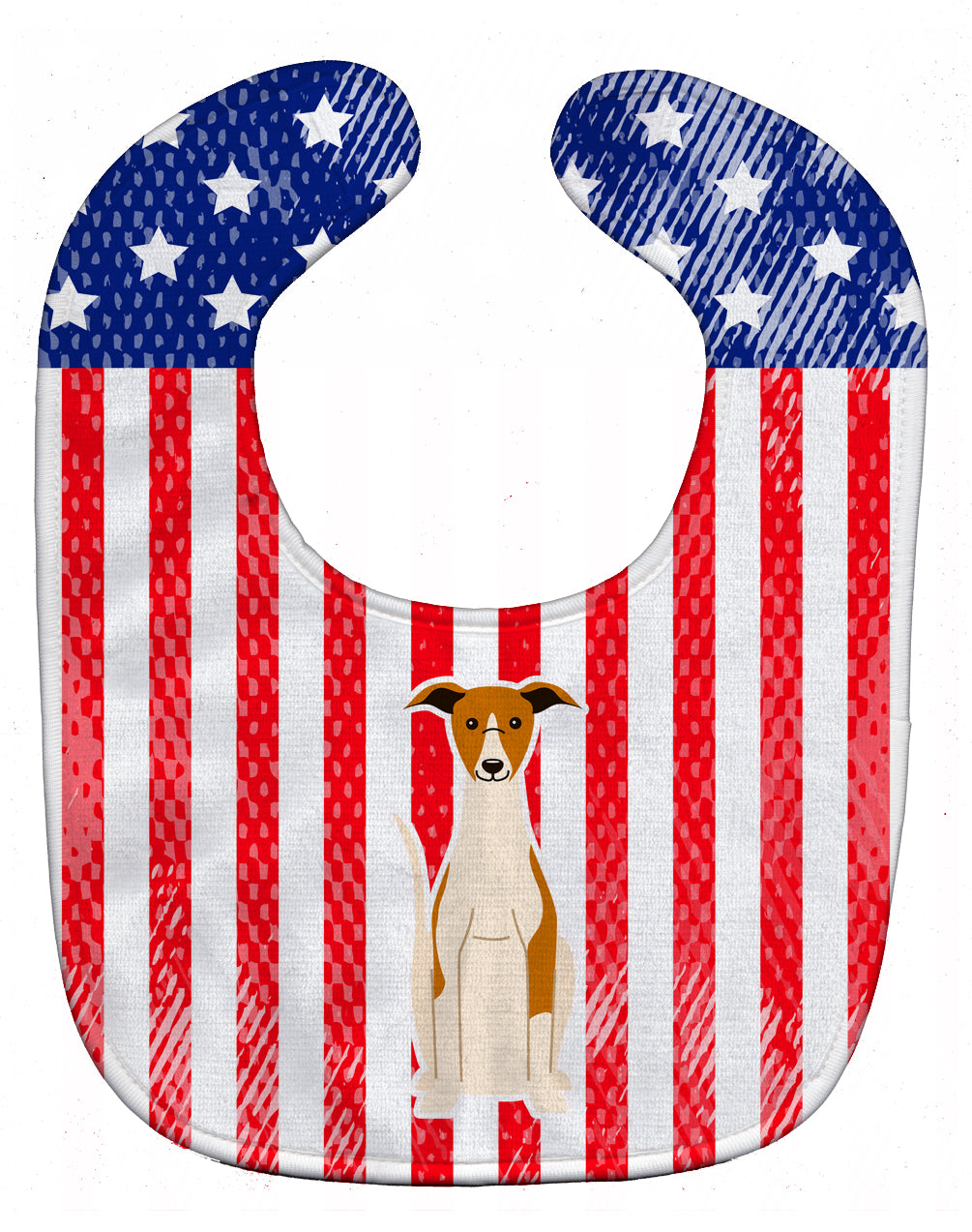 Patriotic USA Whippet Baby Bib Easy-Clean Baby Bib Baby Feeding Accessory Baby Mealtime Essential, 10 x 13, Multicolor