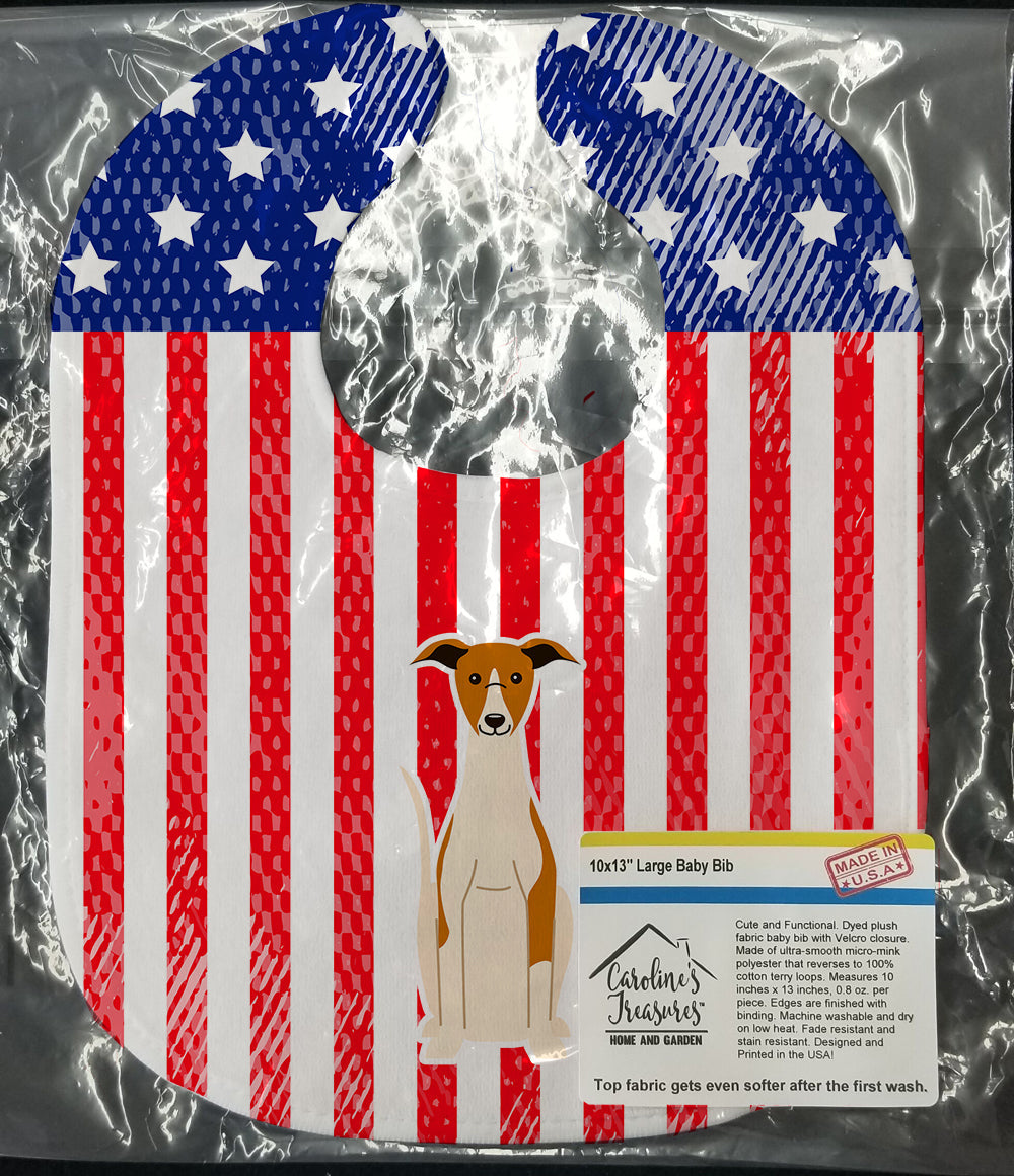 Patriotic USA Whippet Baby Bib Easy-Clean Baby Bib Baby Feeding Accessory Baby Mealtime Essential, 10 x 13, Multicolor