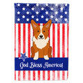 Patriotic USA Corgi House Flag 28x40 Porch Sleeve Pole Decorative Outside Yard Banner Artwork Wall Hanging, Polyester