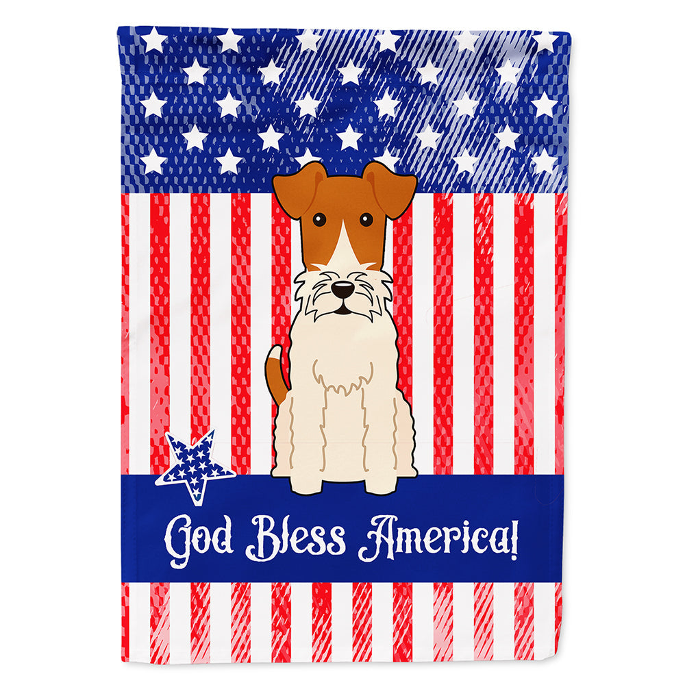 Patriotic USA Wire Fox Terrier House Flag 28x40 Porch Sleeve Pole Decorative Outside Yard Banner Artwork Wall Hanging, Polyester