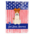 Patriotic USA Wire Fox Terrier House Flag 28x40 Porch Sleeve Pole Decorative Outside Yard Banner Artwork Wall Hanging, Polyester