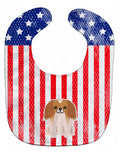 Patriotic USA Pekingese Red White Baby Bib Easy-Clean Baby Bib Baby Feeding Accessory Baby Mealtime Essential, 10 x 13, Multicolor