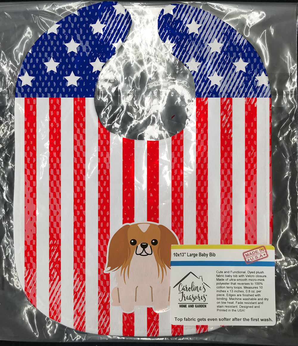 Patriotic USA Pekingese Red White Baby Bib Easy-Clean Baby Bib Baby Feeding Accessory Baby Mealtime Essential, 10 x 13, Multicolor
