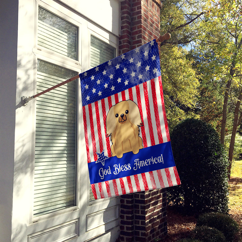 Patriotic USA Pekingese Fawn Sable House Flag 28x40 Porch Sleeve Pole Decorative Outside Yard Banner Artwork Wall Hanging, Polyester