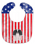 Patriotic USA Pekingese Black White Baby Bib Easy-Clean Baby Bib Baby Feeding Accessory Baby Mealtime Essential, 10 x 13, Multicolor