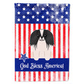 Patriotic USA Pekingese Black White House Flag 28x40 Porch Sleeve Pole Decorative Outside Yard Banner Artwork Wall Hanging, Polyester