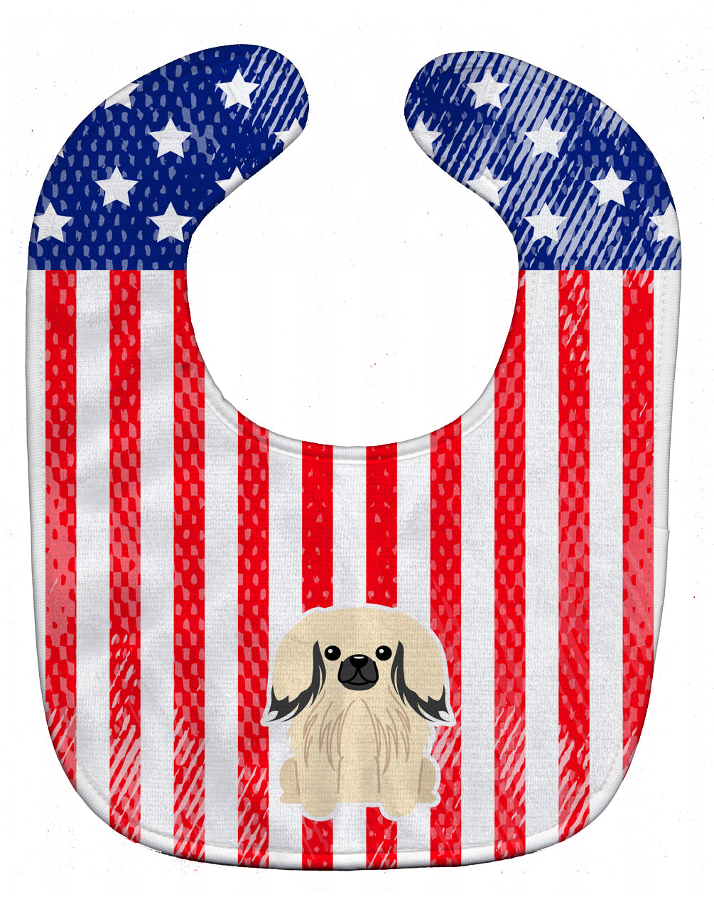 Patriotic USA Pekingese Cream Baby Bib Easy-Clean Baby Bib Baby Feeding Accessory Baby Mealtime Essential, 10 x 13, Multicolor