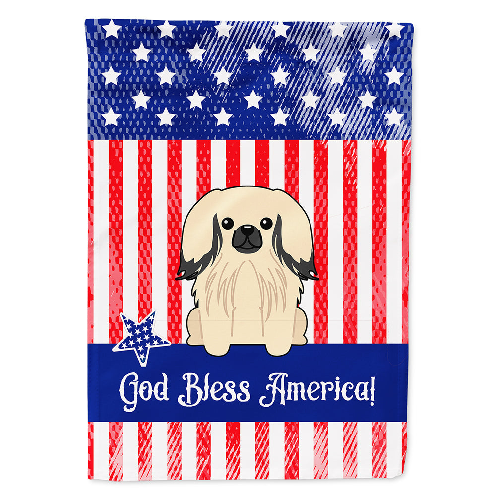 Patriotic USA Pekingese Cream House Flag 28x40 Porch Sleeve Pole Decorative Outside Yard Banner Artwork Wall Hanging, Polyester