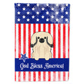 Patriotic USA Pekingese Cream House Flag 28x40 Porch Sleeve Pole Decorative Outside Yard Banner Artwork Wall Hanging, Polyester
