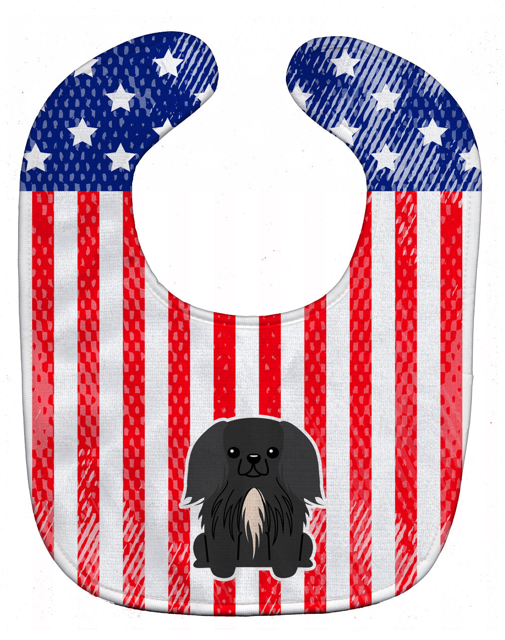Patriotic USA Pekingese Black Baby Bib Easy-Clean Baby Bib Baby Feeding Accessory Baby Mealtime Essential, 10 x 13, Multicolor