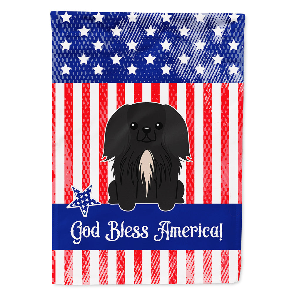 Patriotic USA Pekingese Black House Flag 28x40 Porch Sleeve Pole Decorative Outside Yard Banner Artwork Wall Hanging, Polyester