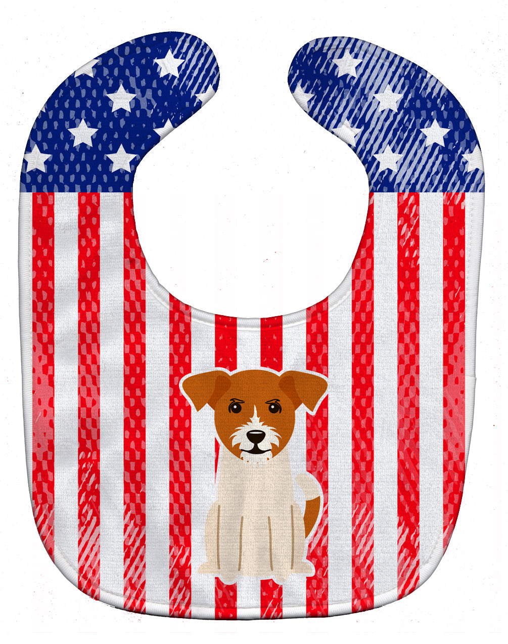 Patriotic USA Jack Russell Terrier Baby Bib Easy-Clean Baby Bib Baby Feeding Accessory Baby Mealtime Essential, 10 x 13, Multicolor